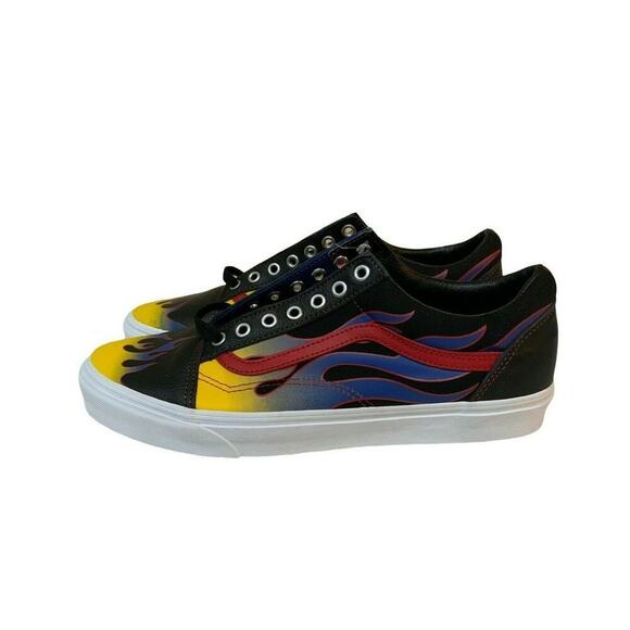 Vans Racer Old Skool Sneakers Mens Size 11 Canvas Flame Leather Skate Shoes NEW - Picture 3 of 11